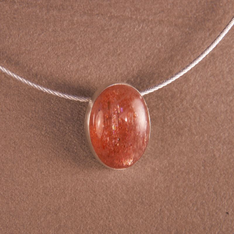 Kette mit Sonnenstein Anhänger Silber